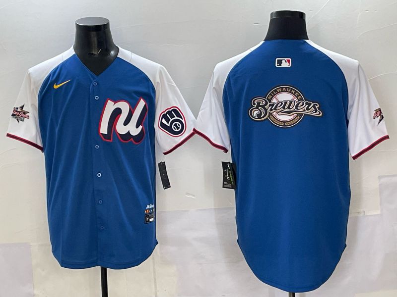 Men Milwaukee Brewers Blank Blue white All star 2025 Nike MLB Jersey style 01->milwaukee brewers->MLB Jersey